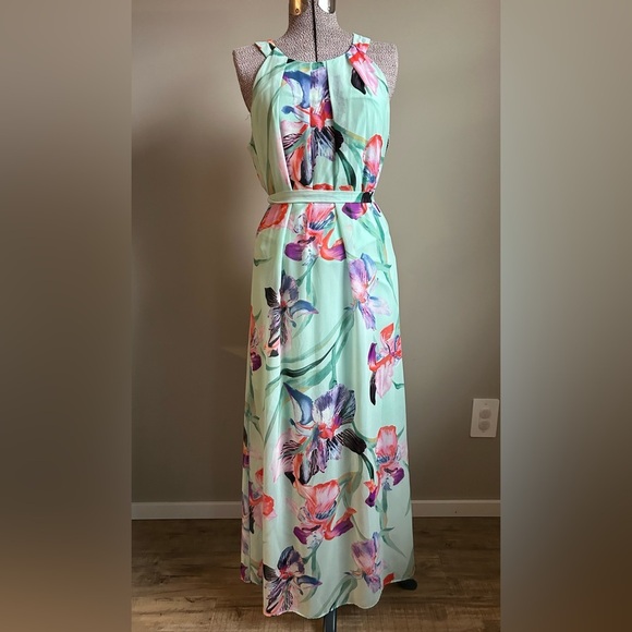 None Dresses & Skirts - Floral iris Maxi halter Dress fairy garden flower flowy Pretty feminine summer